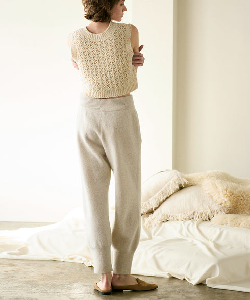 boiled wool high waist pants
