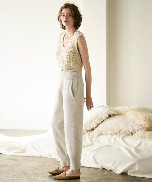 boiled wool high waist pants