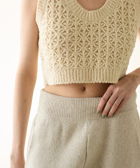 boiled wool high waist pants