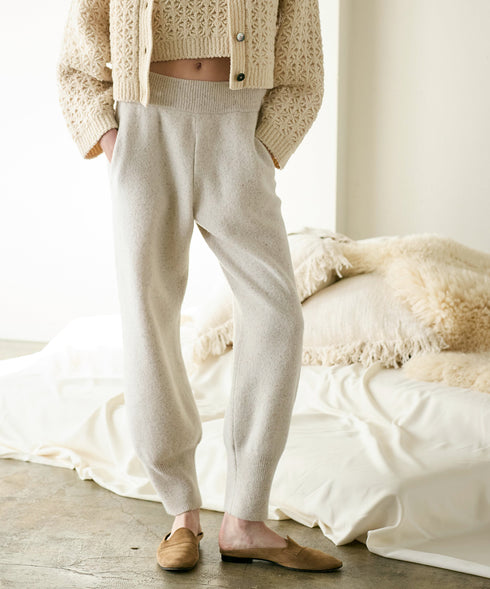 boiled wool high waist pants