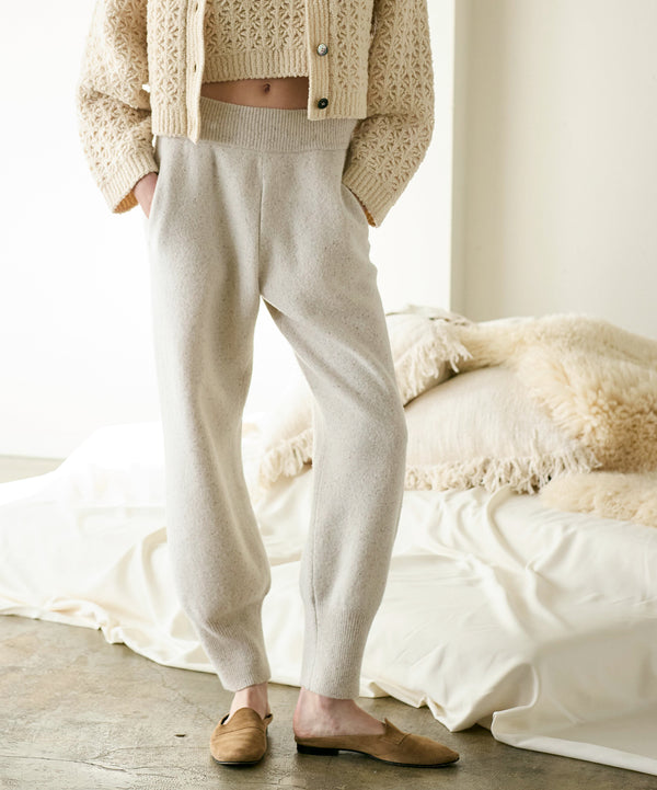 boiled wool high waist pants