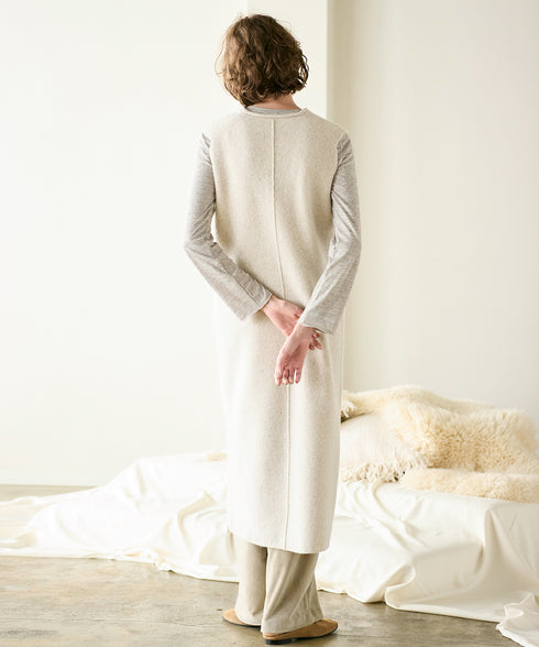 boiled wool v neck dress