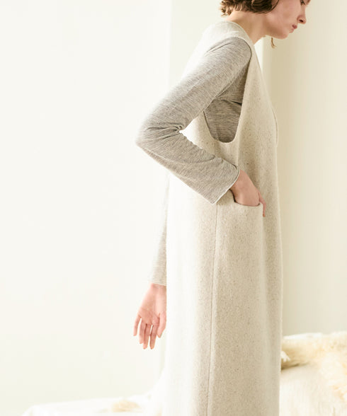 boiled wool v neck dress