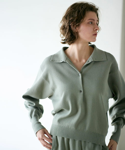 seawool×organic cotton polo knit