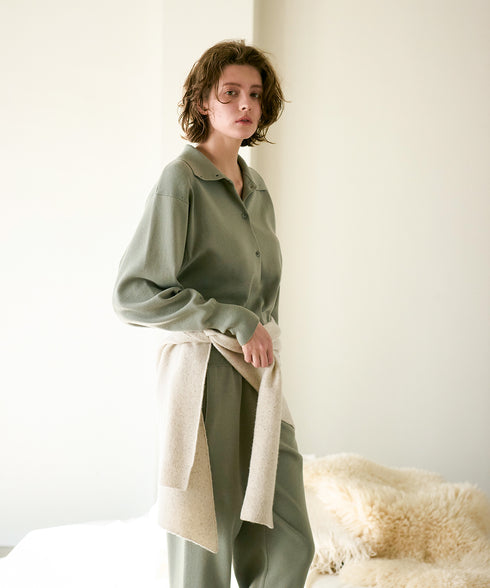 seawool×organic cotton polo knit