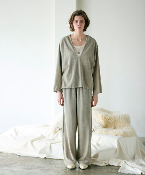cotton velour wide pants