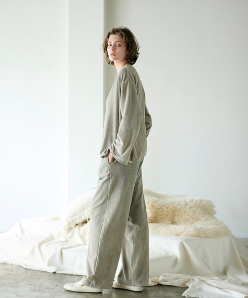 cotton velour wide pants