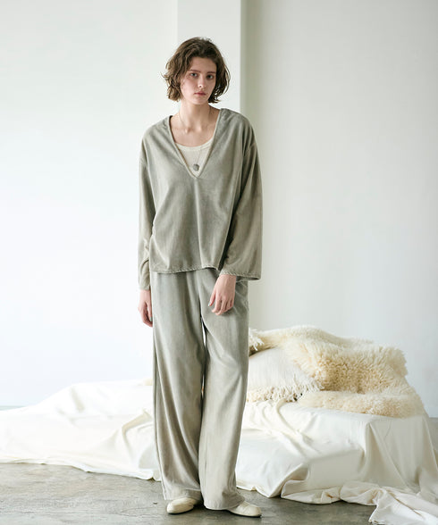 cotton velour wide pants