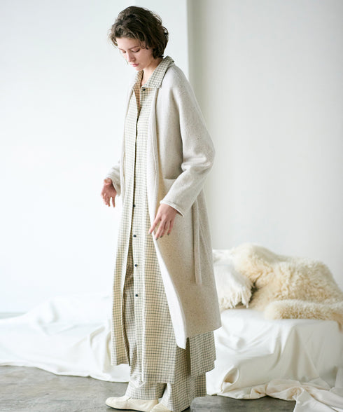 boiled wool long cardigan