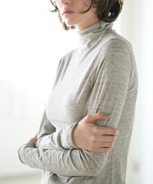 cotton cashmere high neck T