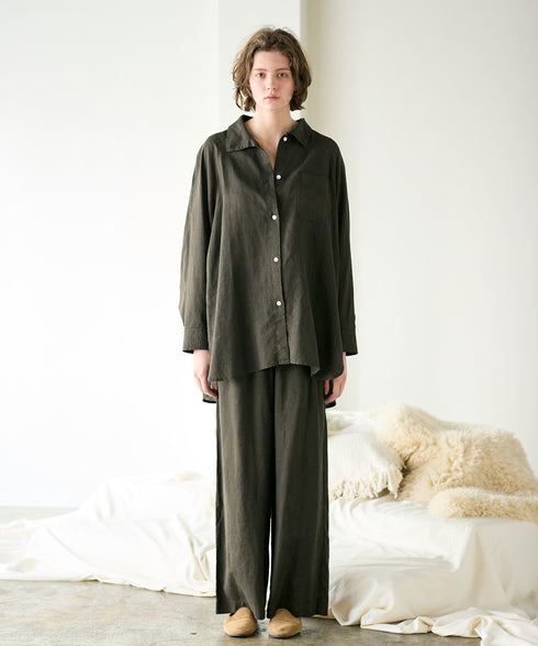 hemp lyocell high neck shirt