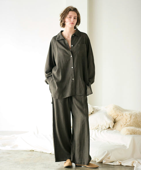 hemp lyocell high neck shirt