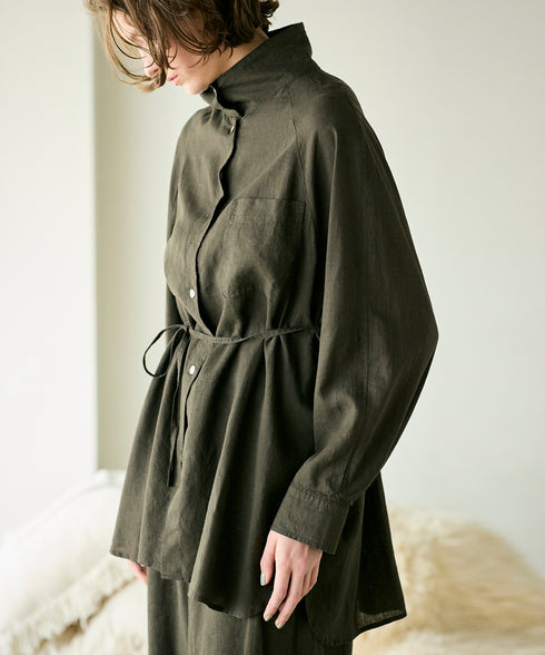 hemp lyocell high neck shirt