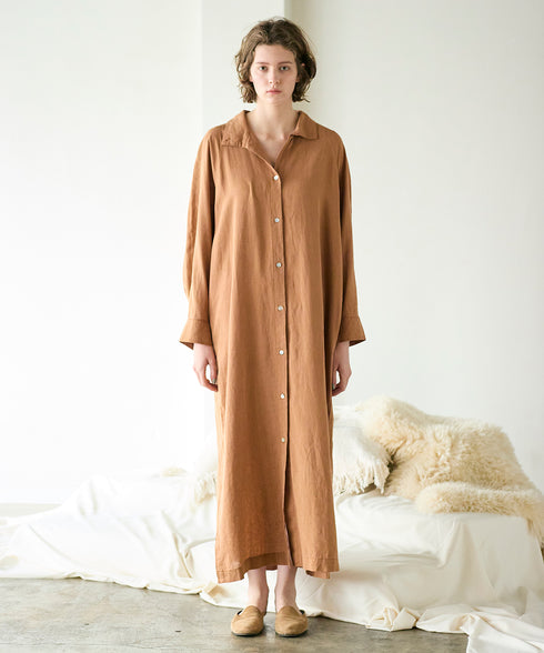 hemp lyocell high neck shirt dress