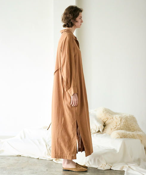 hemp lyocell high neck shirt dress