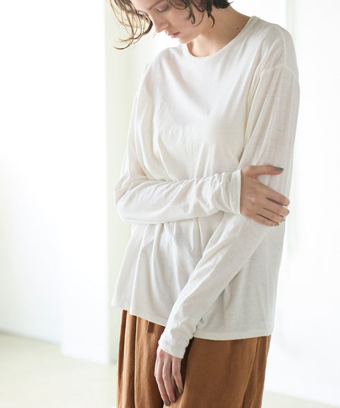 cotton cashmere crew neck relax T