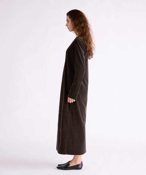 【coming soon】COTTON VELOUR DEEP V-NECK DRESS