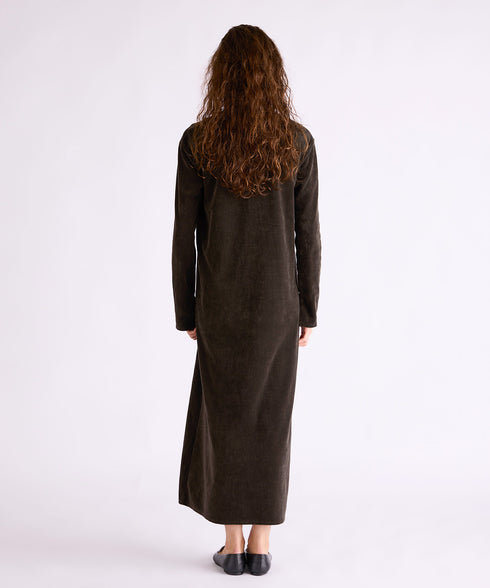 【coming soon】COTTON VELOUR DEEP V-NECK DRESS