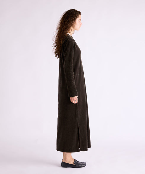 【coming soon】COTTON VELOUR DEEP V-NECK DRESS