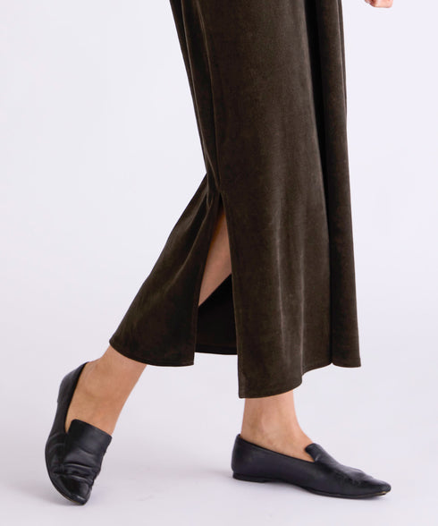 【coming soon】COTTON VELOUR DEEP V-NECK DRESS