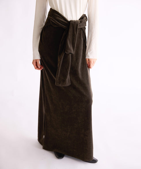 【coming soon】COTTON VELOUR DEEP V-NECK DRESS