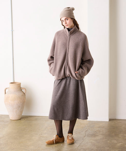 BOUCLE KNIT ZIP BLOUSON