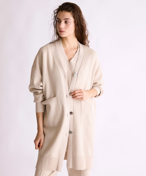 【8/28発売】COTTON SILK DOUBLEFACE LONG CARDIGAN