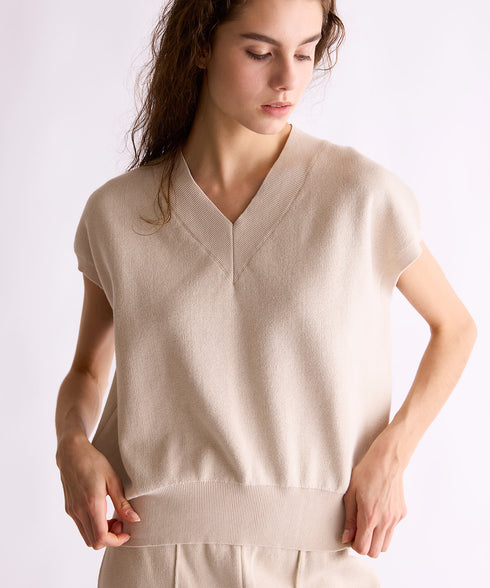 【8/28発売】COTTON SILK DOUBLEFACE VEST