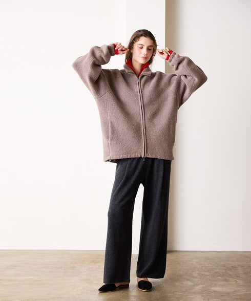 BOUCLE KNIT ZIP BLOUSON