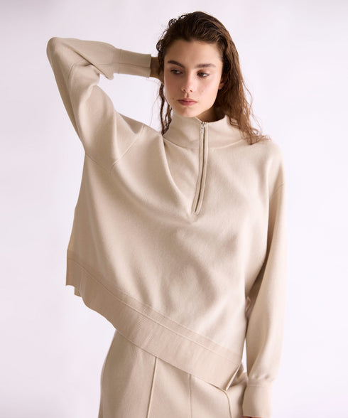 【8/28発売】COTTON SILK DOUBLEFACE HALF ZIP PULLOVER