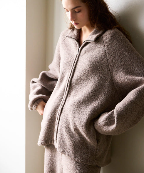 BOUCLE KNIT ZIP BLOUSON