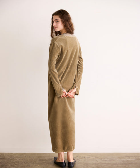 【coming soon】COTTON VELOUR DEEP V-NECK DRESS