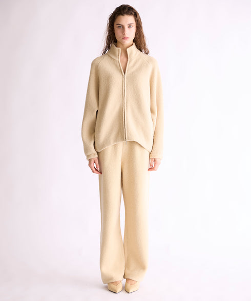 BOUCLE KNIT ZIP BLOUSON
