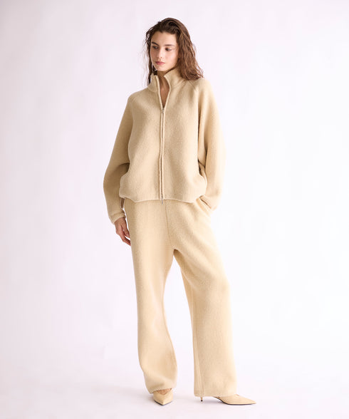 BOUCLE KNIT ZIP BLOUSON