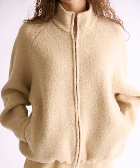 BOUCLE KNIT ZIP BLOUSON