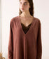 【coming soon】COTTON VELOUR DEEP V-NECK DRESS