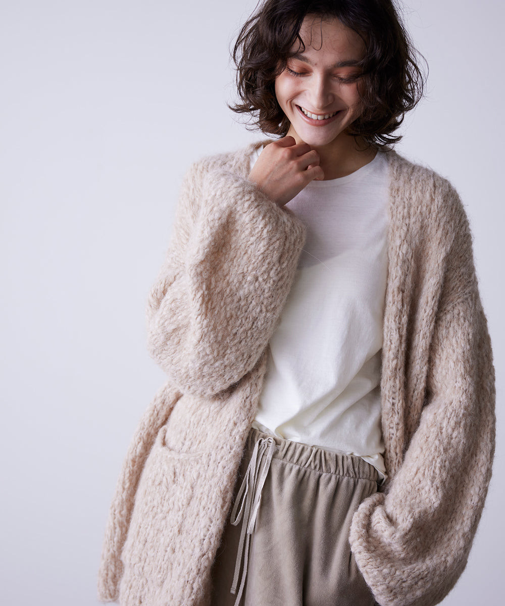 undyed alpaca hand knit cardigan