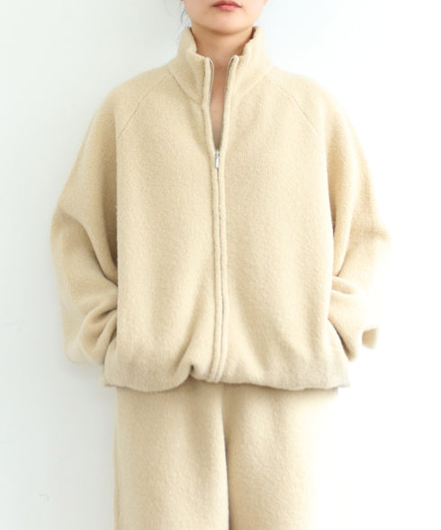 BOUCLE KNIT ZIP BLOUSON