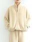 BOUCLE KNIT ZIP BLOUSON