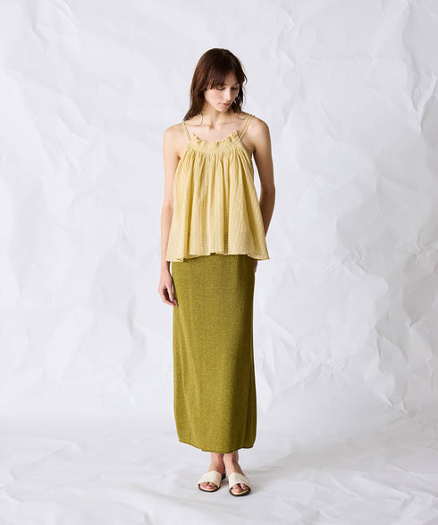 natural dye sheer cotton check gather camisole