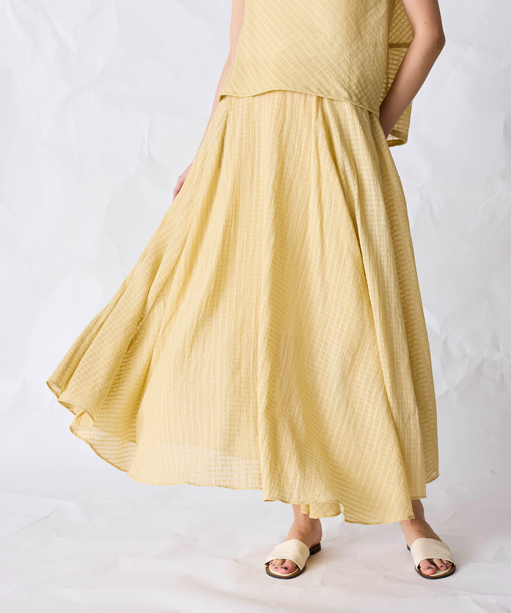 natural dye sheer cotton check flare skirt – WALANCE OFFICIAL