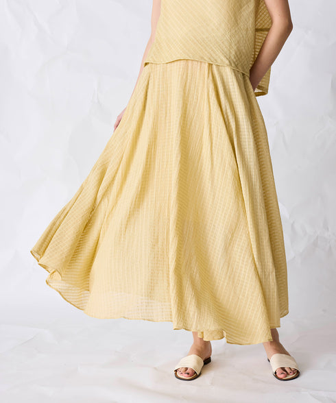 natural dye sheer cotton check flare skirt