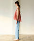 natural dye sheer cotton check gather camisole