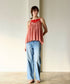 natural dye sheer cotton check gather camisole