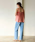 natural dye sheer cotton check gather camisole