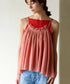 natural dye sheer cotton check gather camisole
