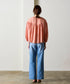 natural dye sheer cotton check gather blouse
