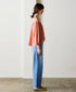 natural dye sheer cotton check gather blouse
