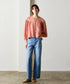 natural dye sheer cotton check gather blouse