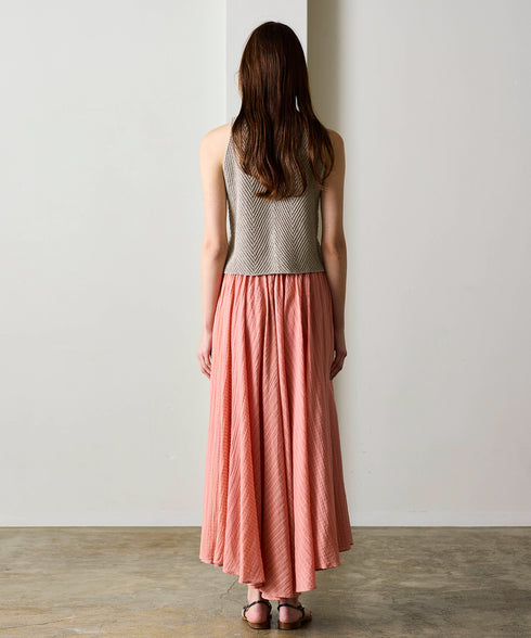 natural dye sheer cotton check flare skirt